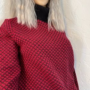 Karen Scott Red and Black Turtleneck Sweater size PM